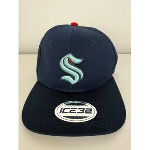 NWT ICE32 Youth NHL Hockey Seattle Kraken Snapback 100% Cotton Blue Baseball Cap